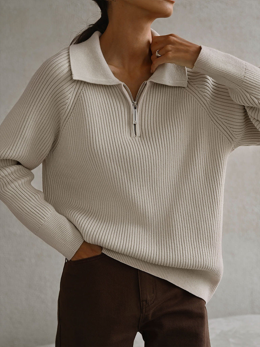 All-match Simple Leisure Polo Collar Lapel Pullover Knitted Sweater