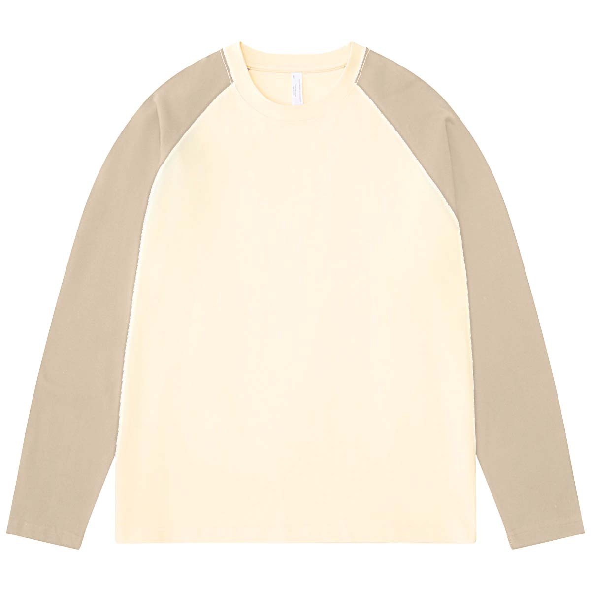 Heavy Long-sleeved T-shirt Cotton Crew Neck Color-block Raglan Sleeves Bottoming Shirt