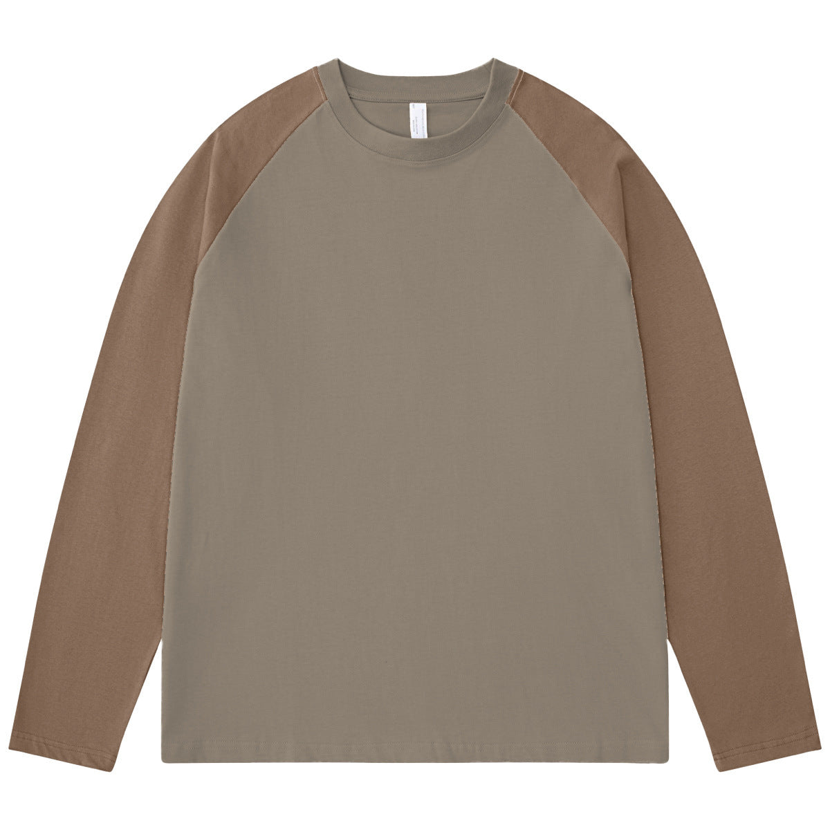Heavy Long-sleeved T-shirt Cotton Crew Neck Color-block Raglan Sleeves Bottoming Shirt