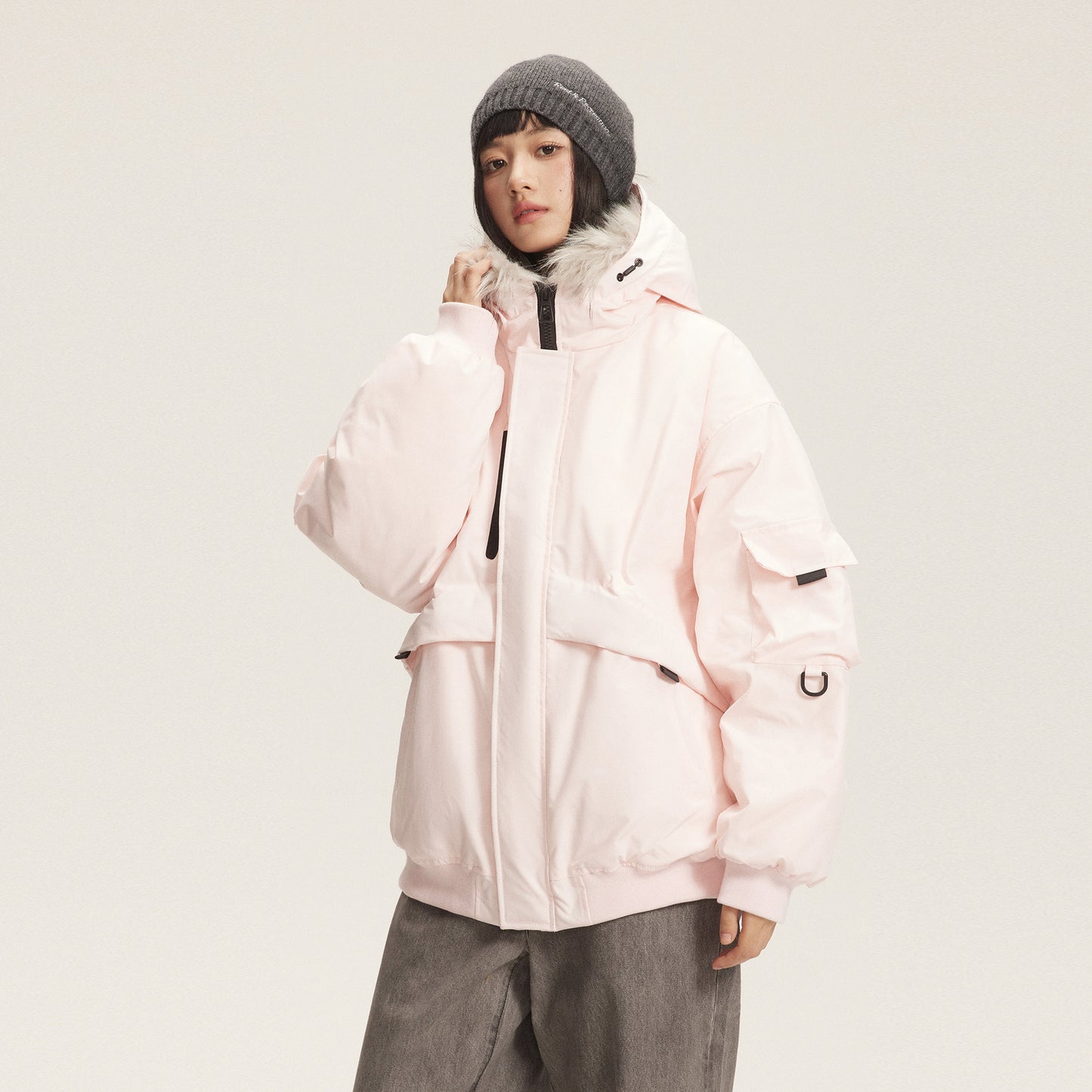 American Retro Fur Collar Hood Parker Down Jacket