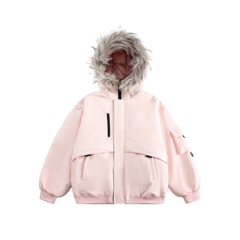 American Retro Fur Collar Hood Parker Down Jacket