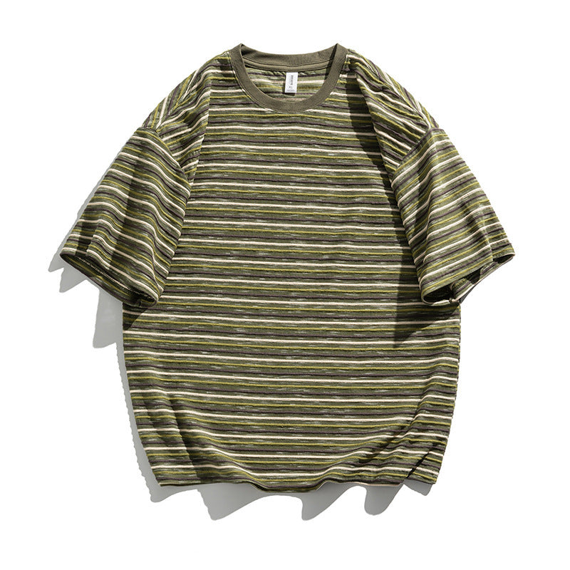 Fashion Vintage Stripe Short-sleeved Shirt