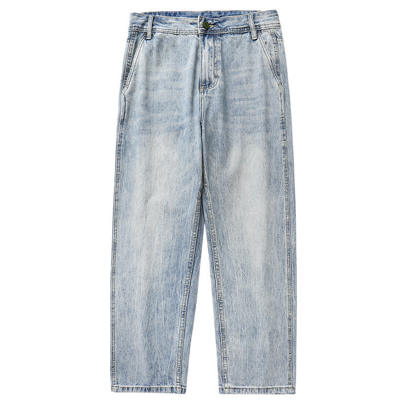 Men's Washed Distressed Straight Loose Straight Jeans