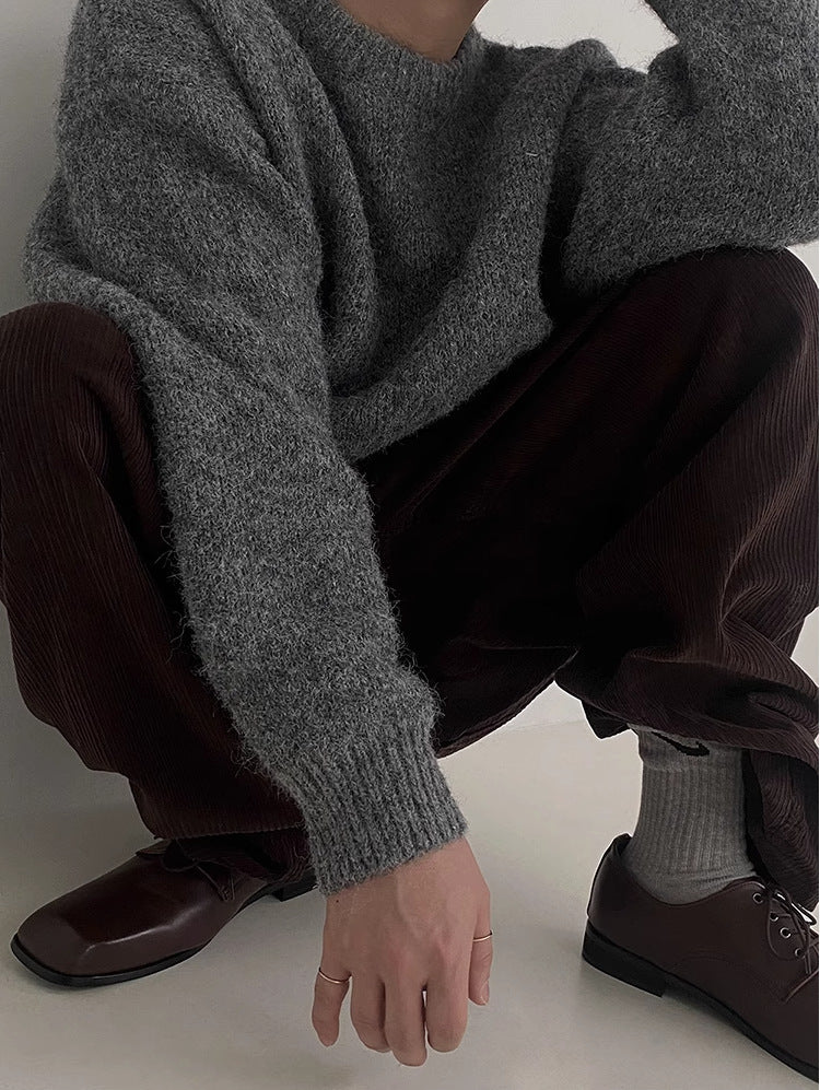 Round Neck Sweater All-match Drop-shoulder Sleeve Loose