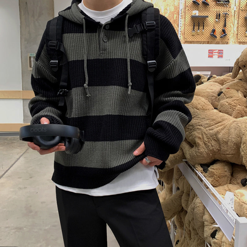 Striped Sweater Men's Autumn Korean Version Loose Trend