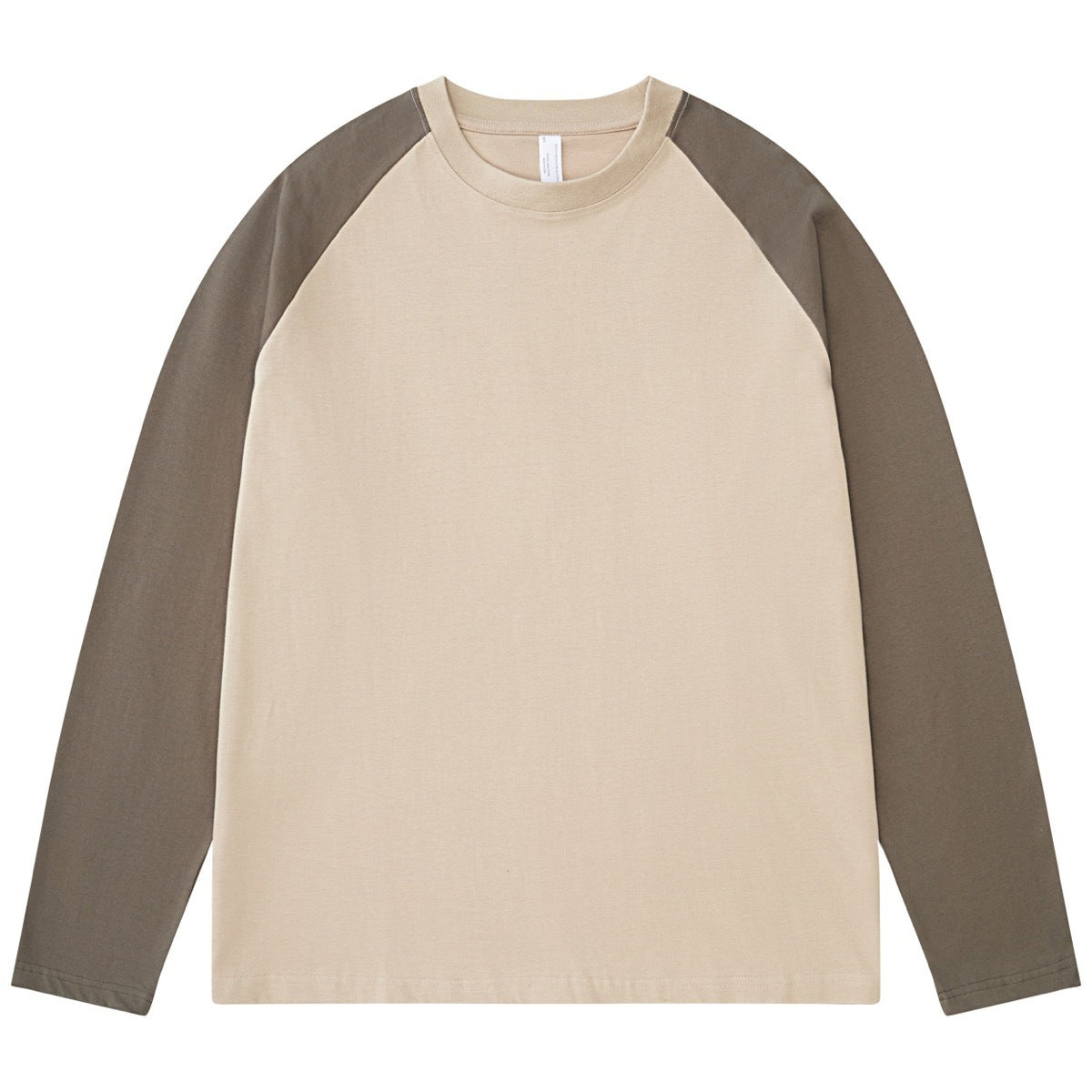 Heavy Long-sleeved T-shirt Cotton Crew Neck Color-block Raglan Sleeves Bottoming Shirt