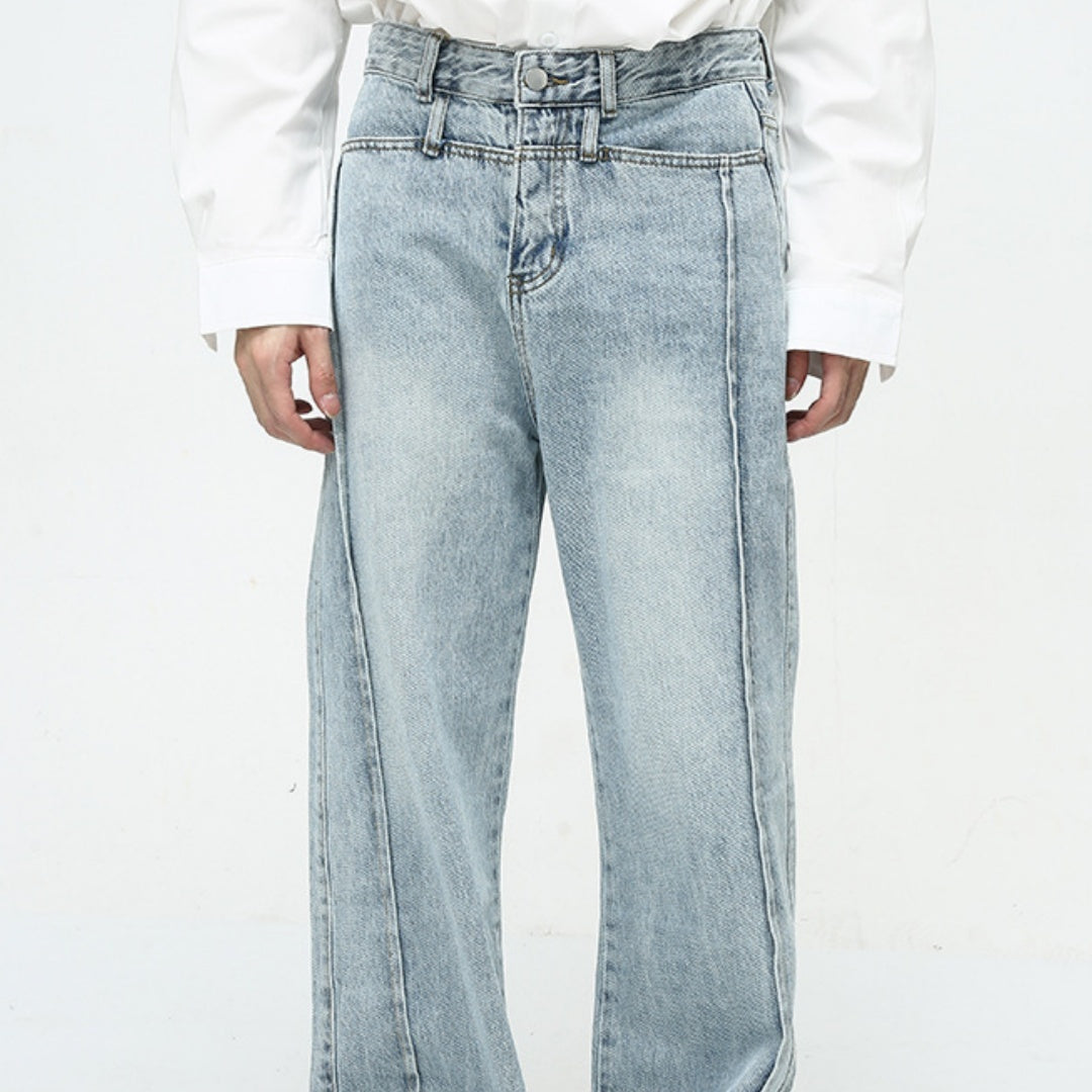 Men's American-style Retro Casual Worn Looking Washed-out Jeans