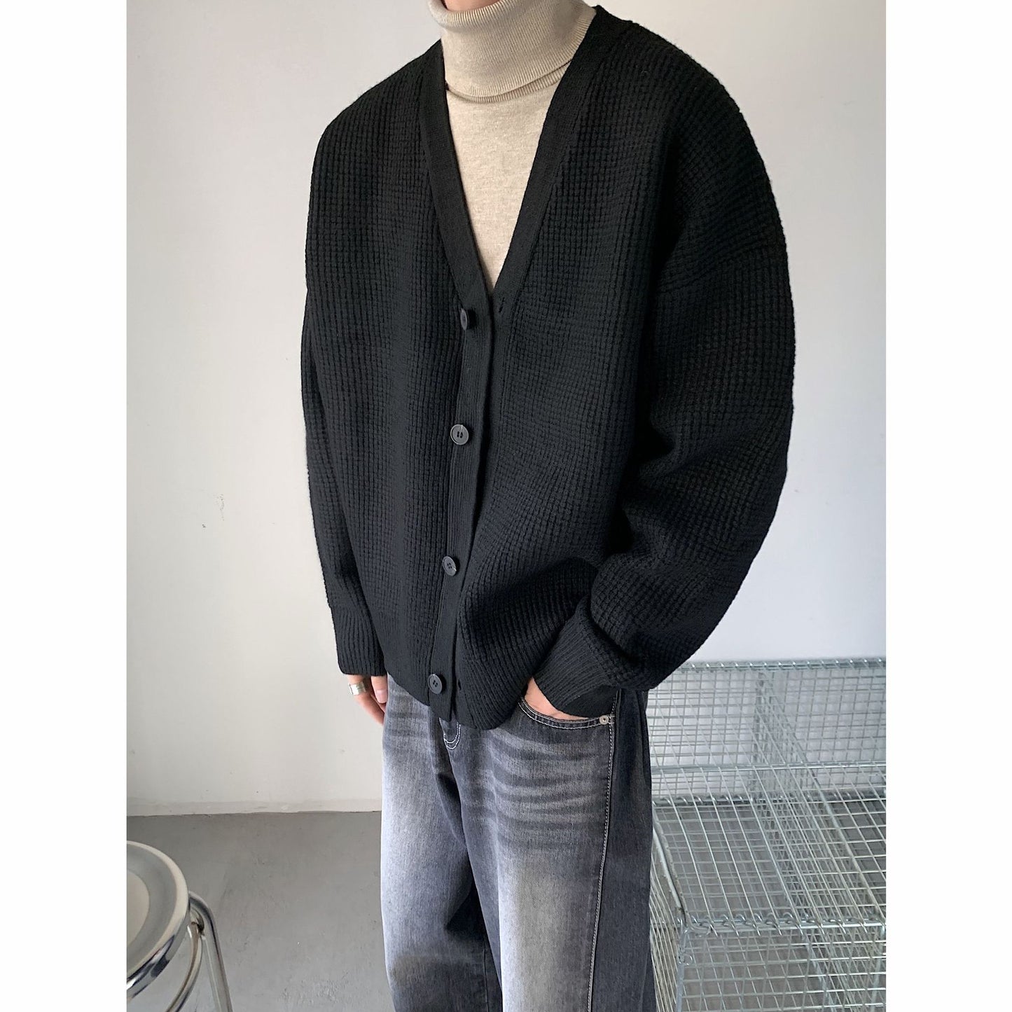 Men's Light Business Commute Solid Color Knitted Jacket