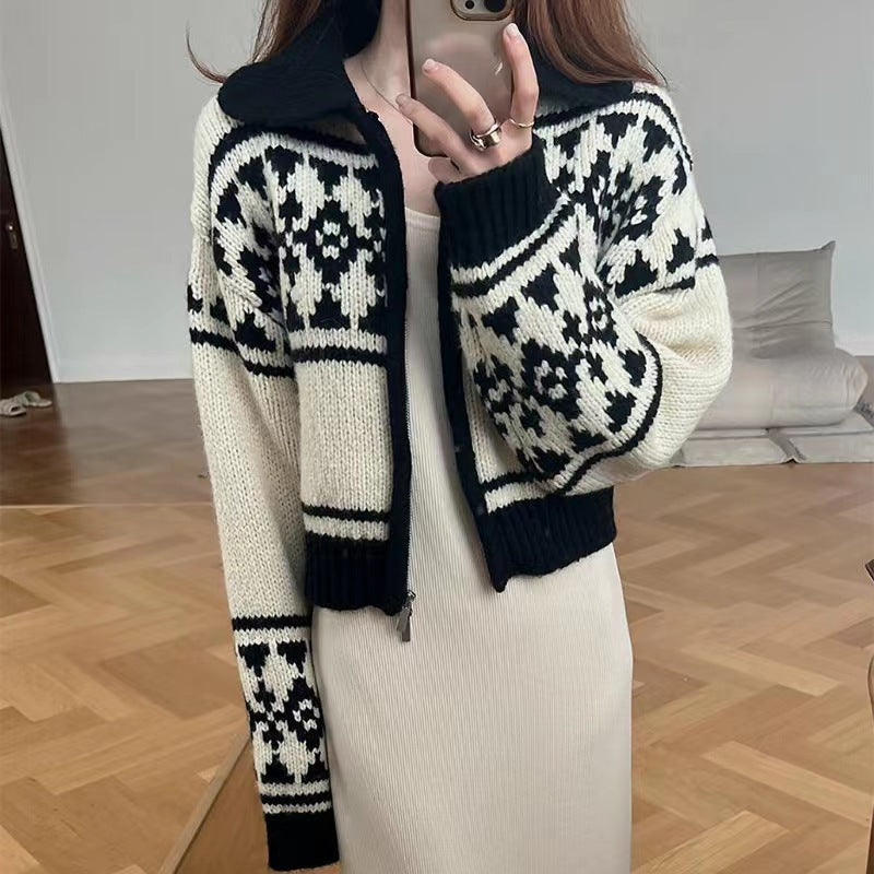 Slim-fit Slimming Lapel Sweater Women's Coat