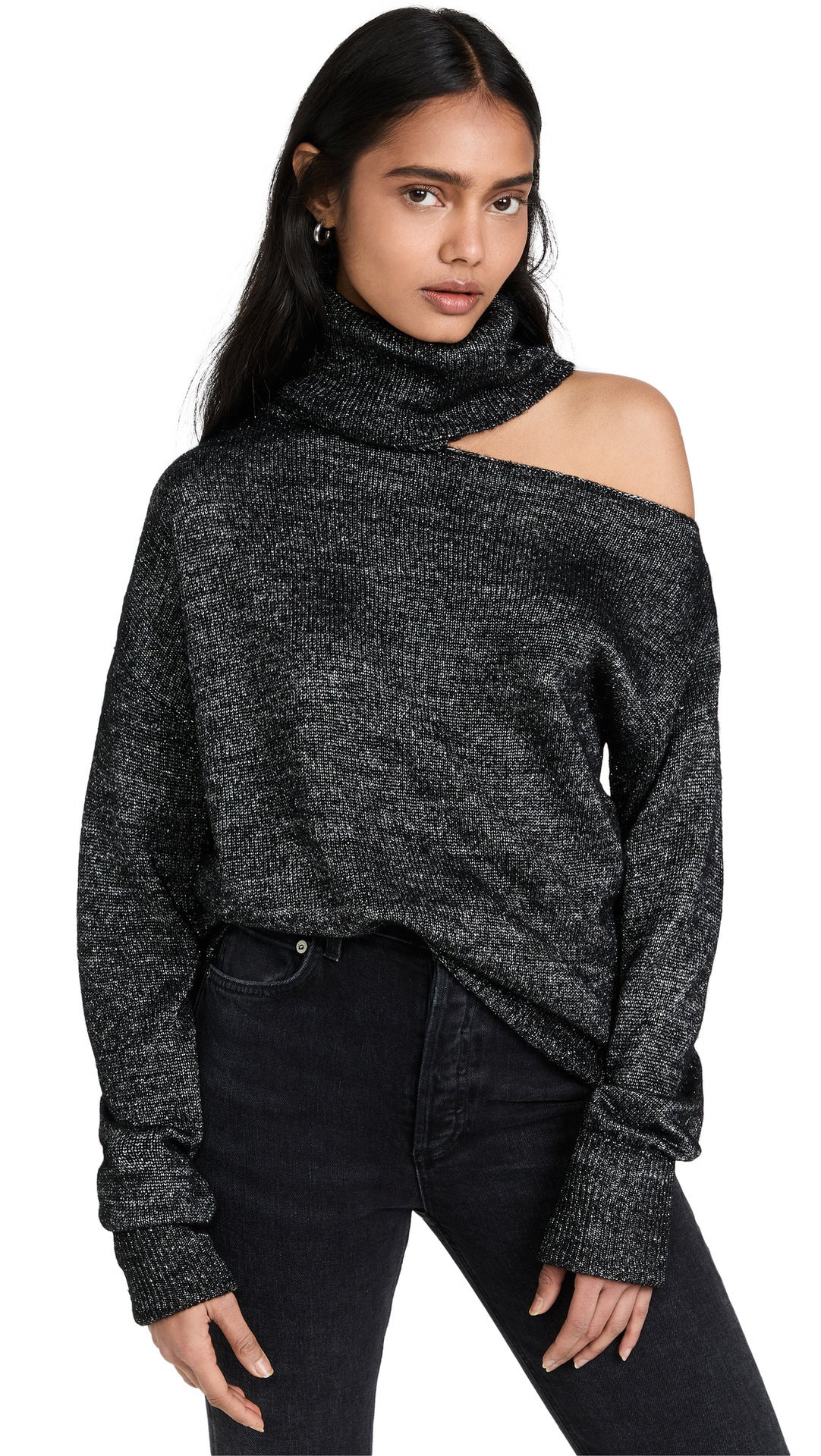 Solid Color Two Lapel Off-shoulder Sexy Women's Sweater