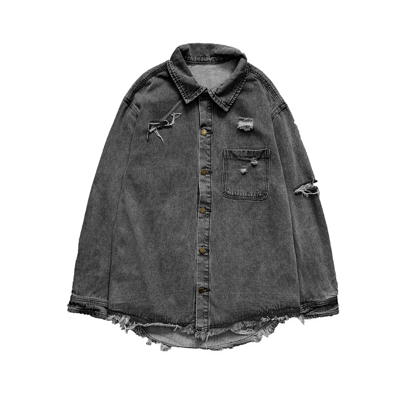 Men's Korean Style Trendy Ripped Jacket Hong Kong Style Loose Top
