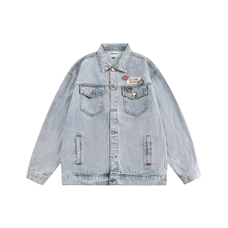 Hooded Stitching Neutral Hong Kong Style Plus Size Denim Coat