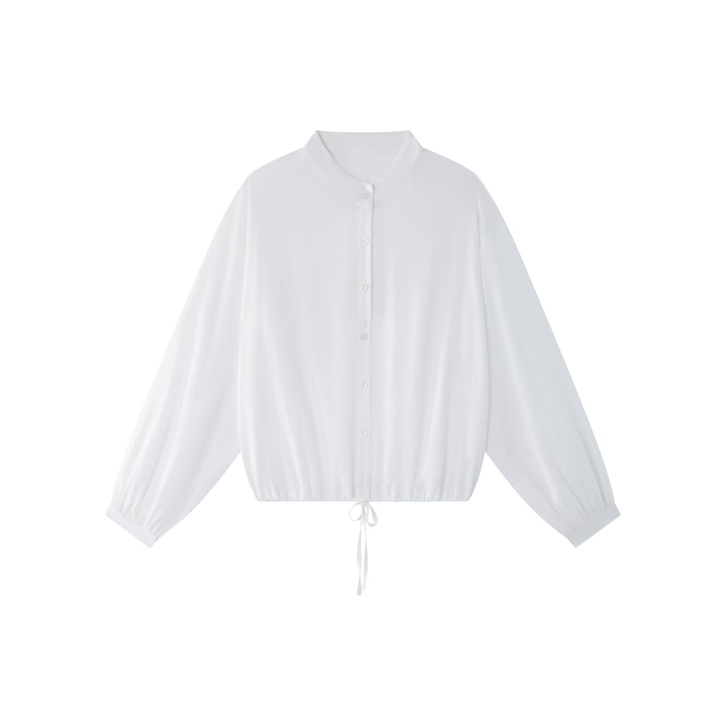 Tencel Linen Stand Collar Shirt Light Thin And Loose Button Top