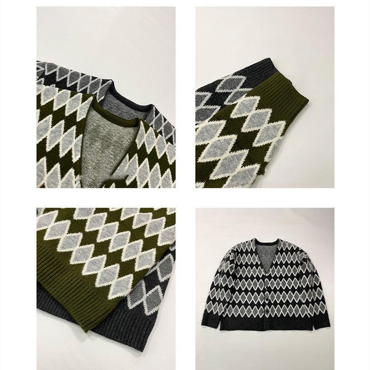 V-neck Sweater Cardigan Men's Coat Loose Sweater