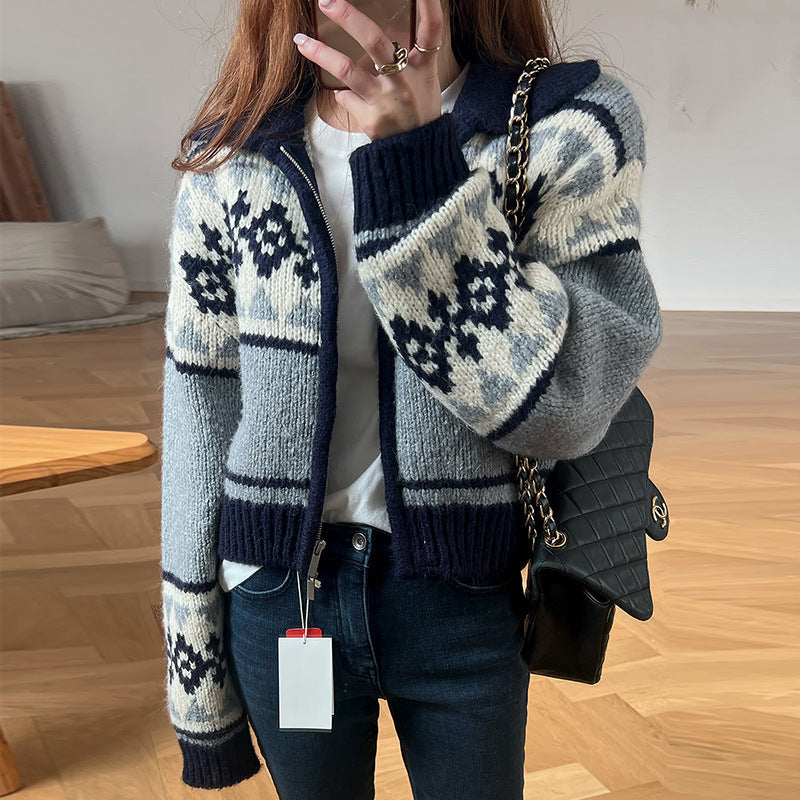 Slim-fit Slimming Lapel Sweater Women's Coat