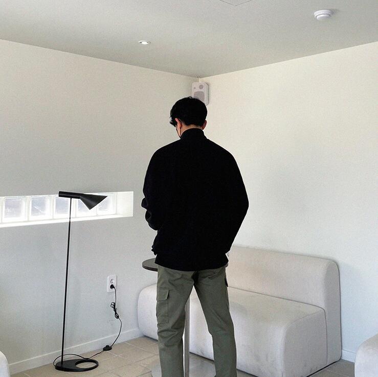 Men's Half Letter Print Coat Turtleneck Sweater Loose Bottoming Shirt