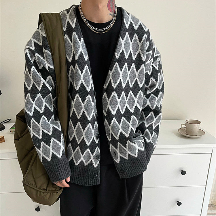 V-neck Sweater Cardigan Men's Coat Loose Sweater