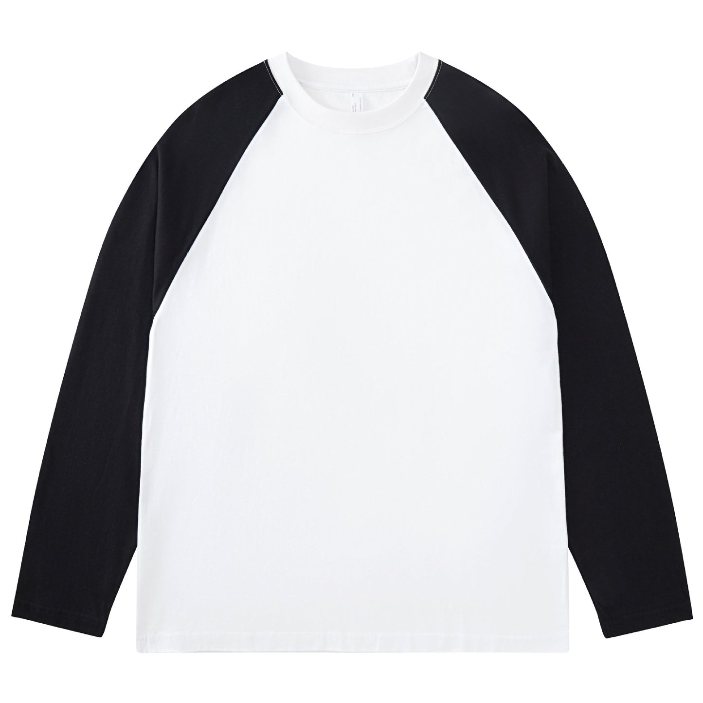 Heavy Long-sleeved T-shirt Cotton Crew Neck Color-block Raglan Sleeves Bottoming Shirt