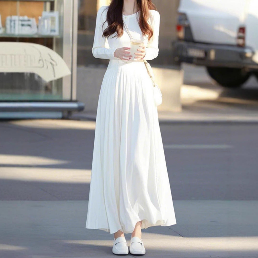 Temperament Ladies Fashion White Dress Design Sense