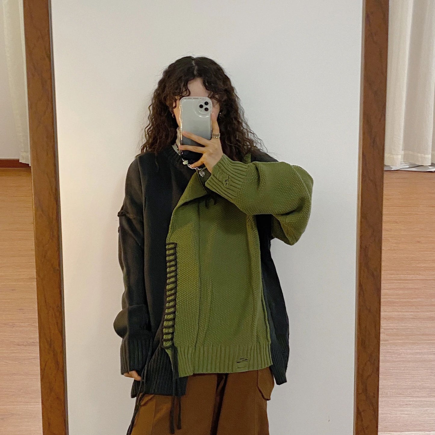 Style Top Knitted Coat Stitching Fashion