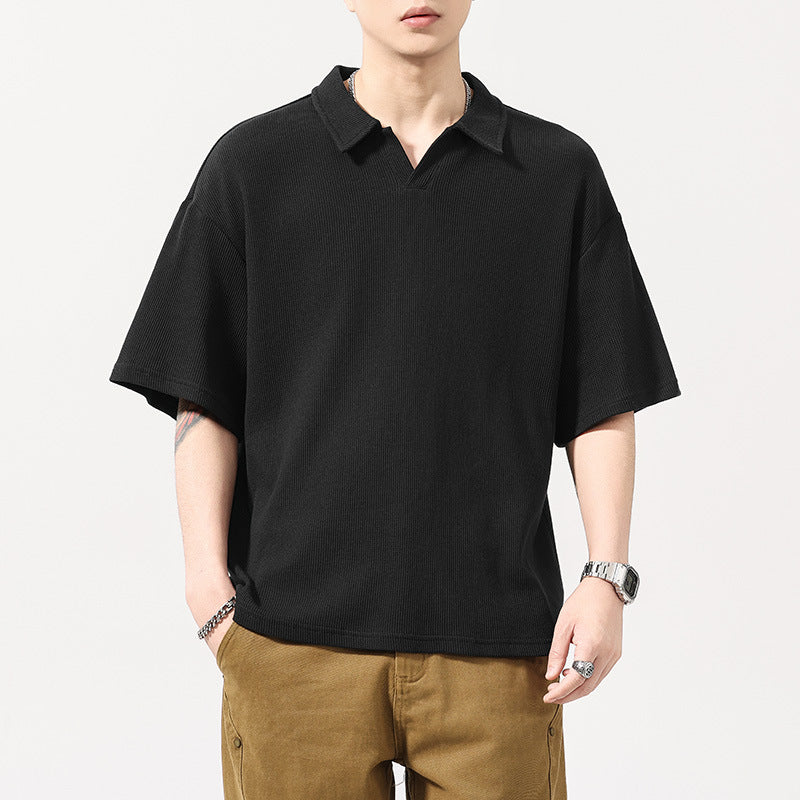 Fashion Simple Polo Shirt Loose Comfortable Men's T-shirt