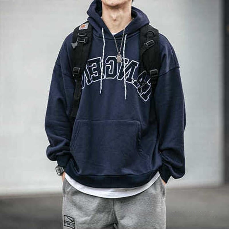 Loose Fleece-lined Warm Printing Hooded Pure Cotton Sweater