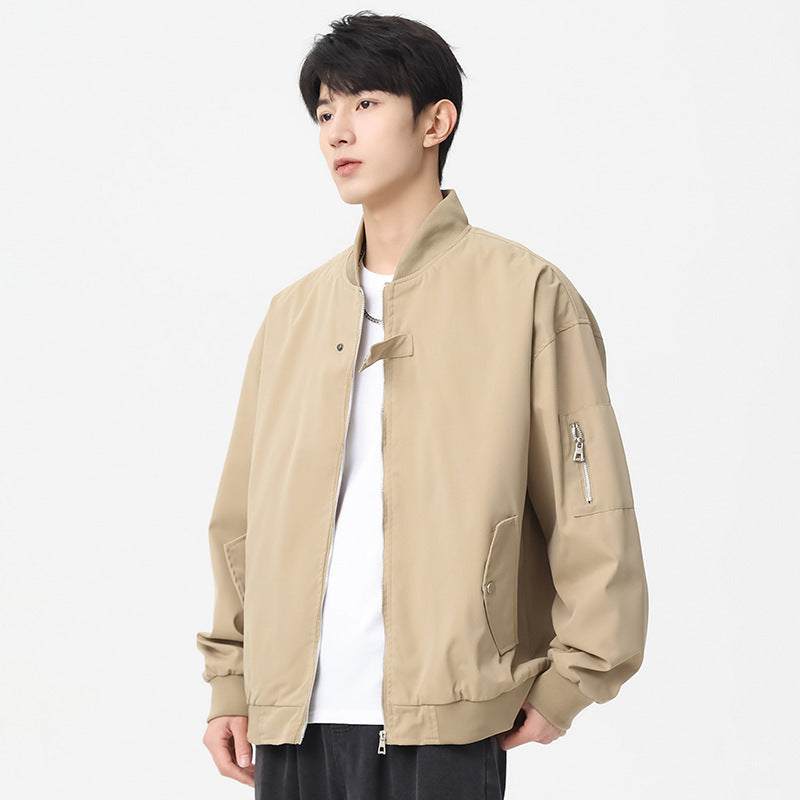 Jacket Men's Stand Collar Buckle Baseball Uniform