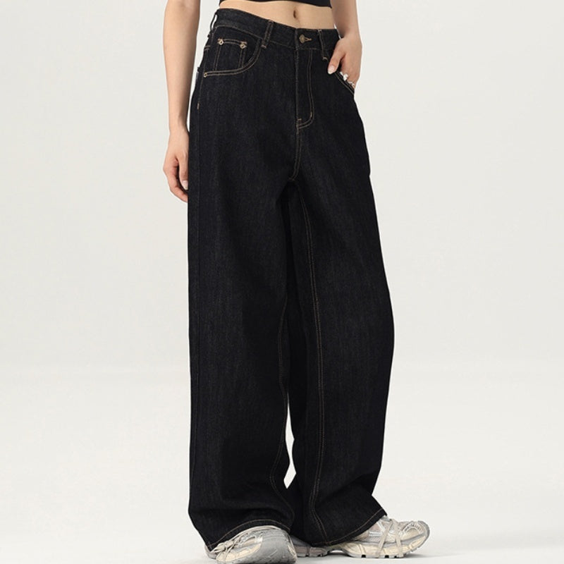 Wear-resistant Loose Straight Casual Wide-leg Neutral Jeans