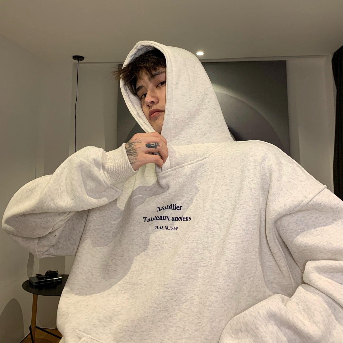 Men's Loose Fleece Thickened Hooded Sweatshirt