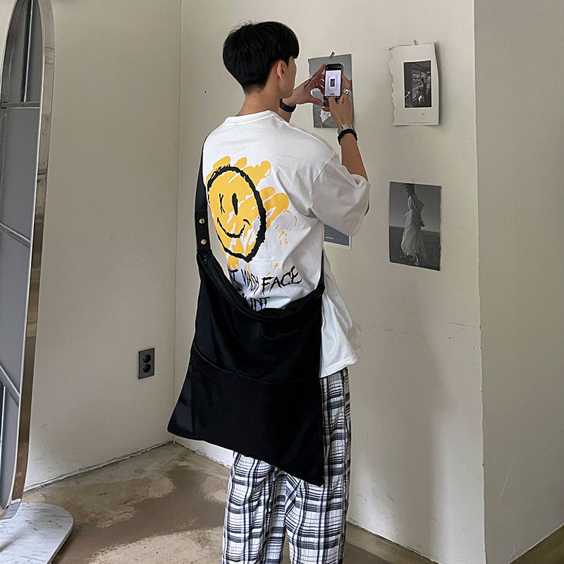 Men's Smiling Face Graffiti Printing Loose-fitting Pure Cotton T-shirt