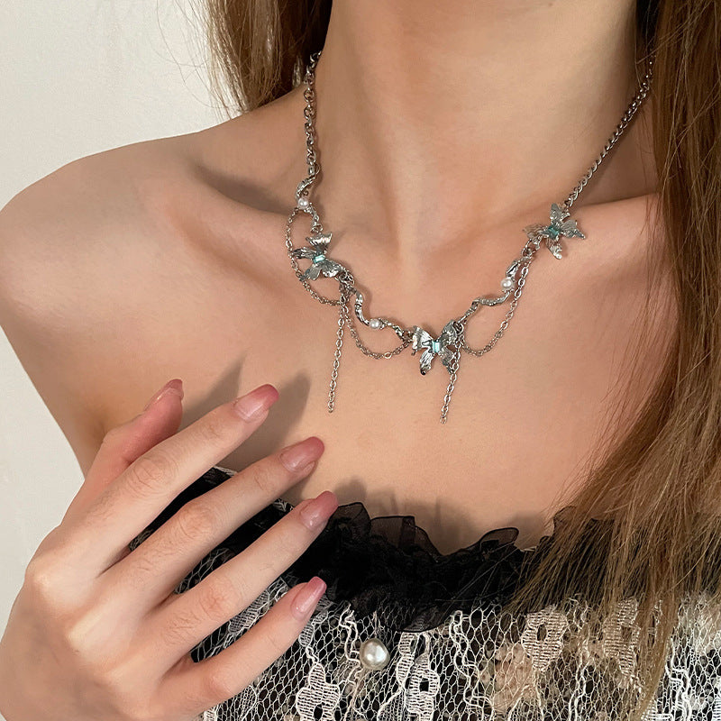 Special-interest Design Sweet Cool Butterfly Tassel Necklace