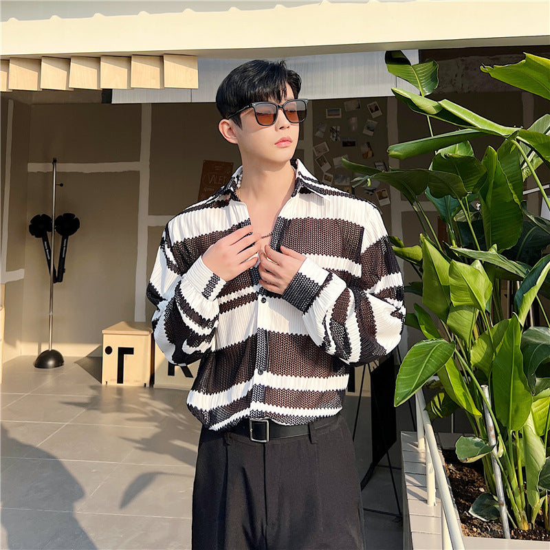 Men's Long Sleeved Semi Transparent Shirt For Sun Protection