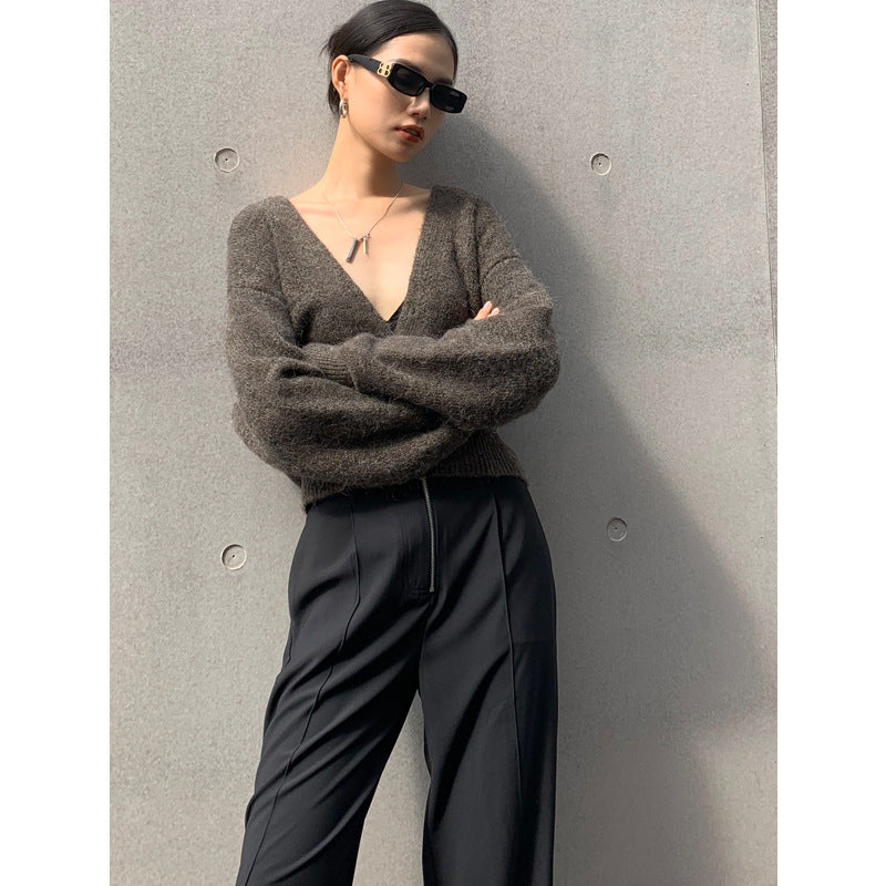 New Simple Temperament All-match Short Alpaca Knitted Sweater Coat