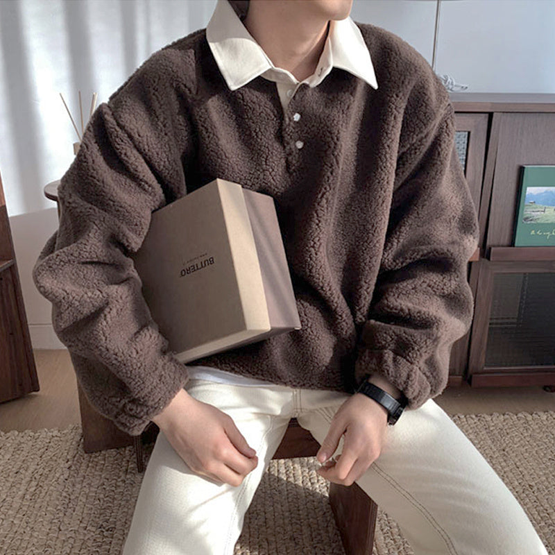 Plus Fleece Cute Coat Autumn And Winter Day Loose Casual Long-sleeved Top