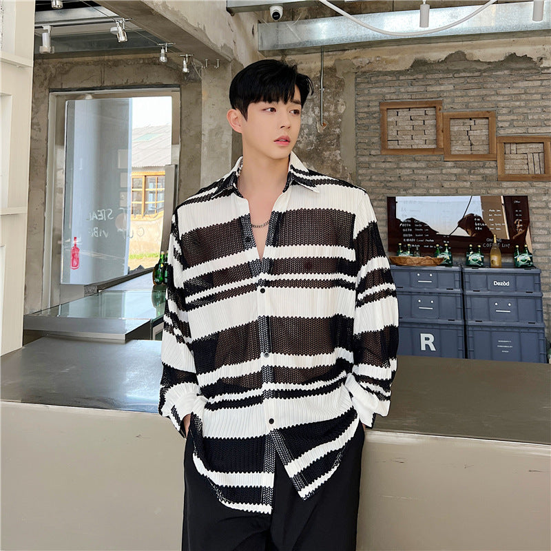 Men's Long Sleeved Semi Transparent Shirt For Sun Protection