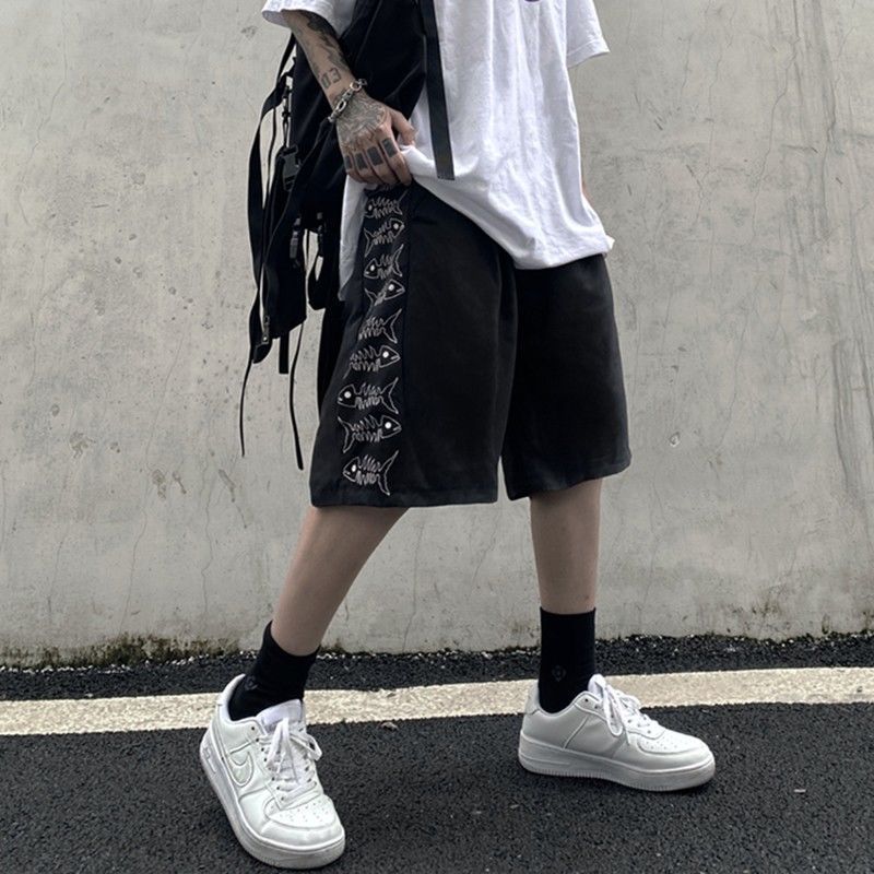 Retro Butterfly High Waist Five Points Wide Leg Pants