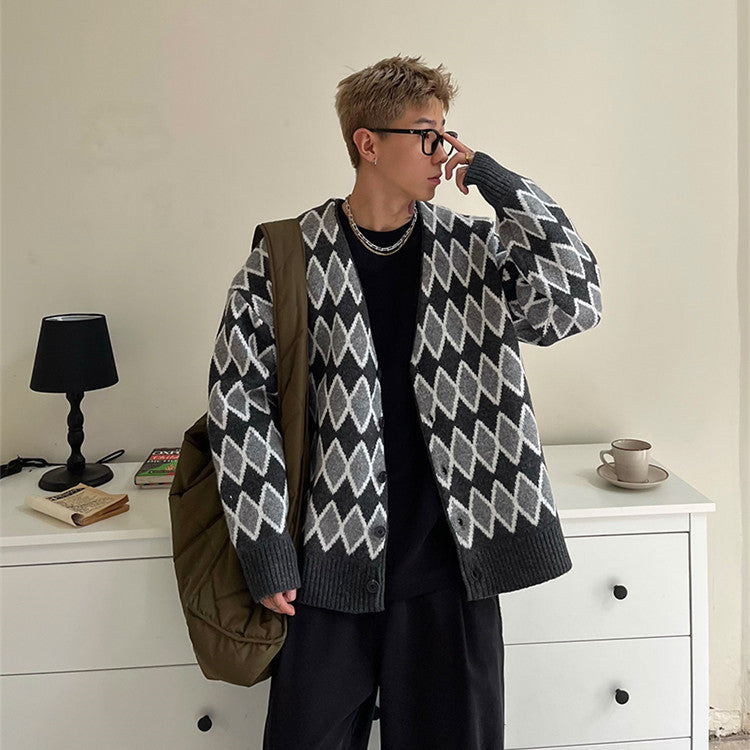 V-neck Sweater Cardigan Men's Coat Loose Sweater