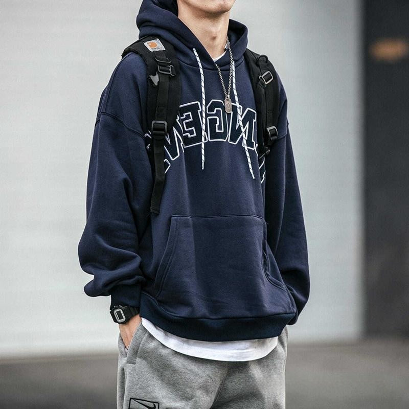 Loose Fleece-lined Warm Printing Hooded Pure Cotton Sweater