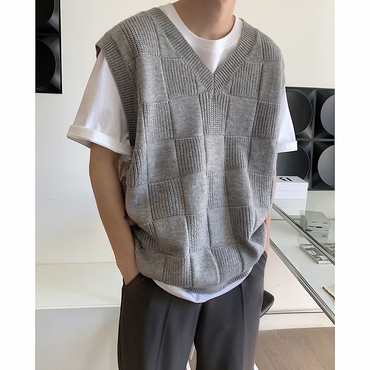 Men's V-neck Fashion Personalized Knitted Vest