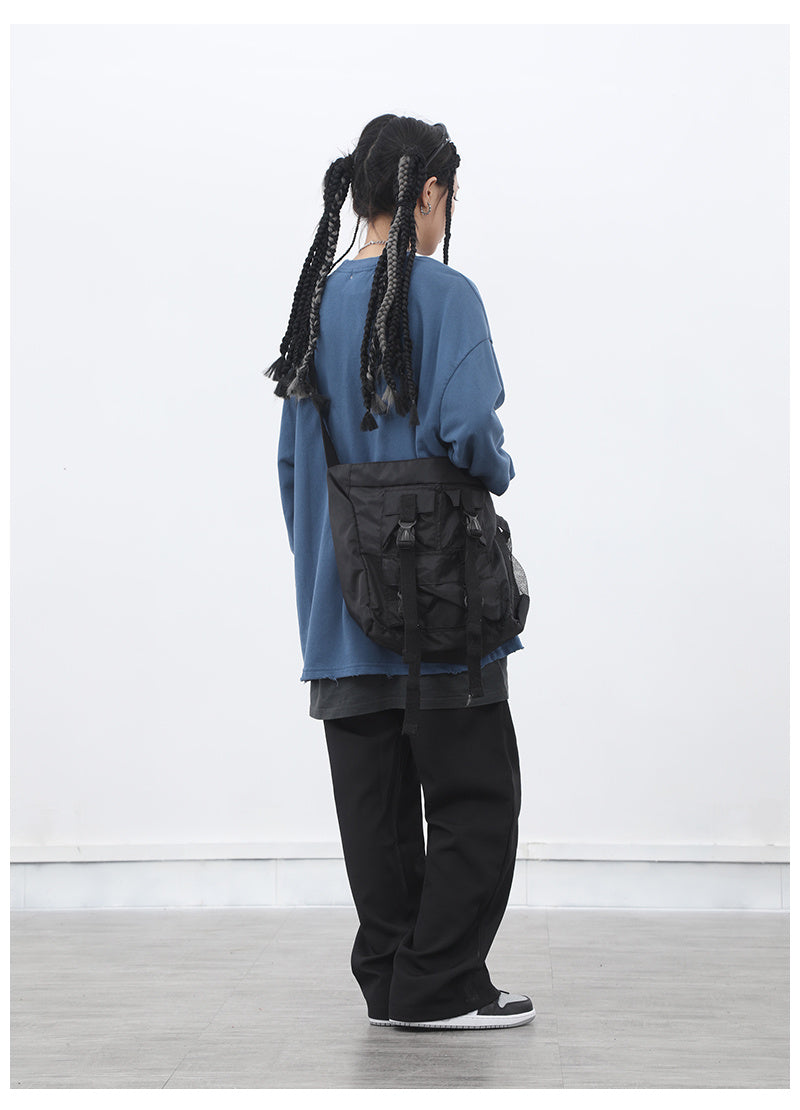 Dark zipper wide-leg pants