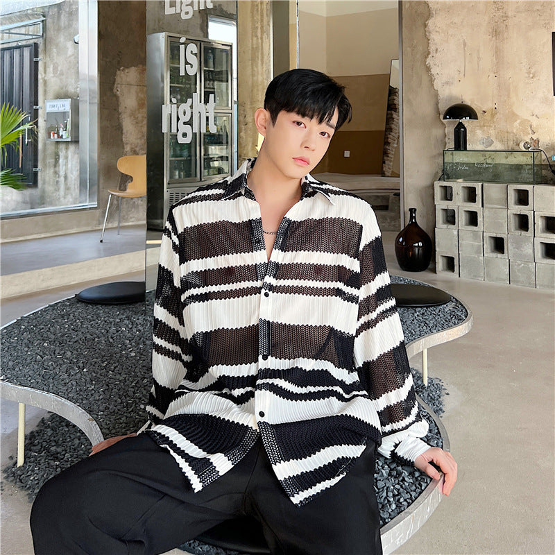 Men's Long Sleeved Semi Transparent Shirt For Sun Protection