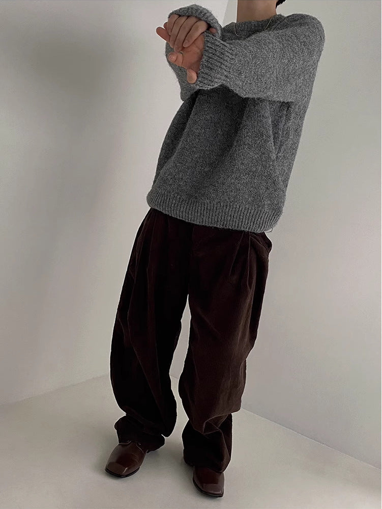 Round Neck Sweater All-match Drop-shoulder Sleeve Loose