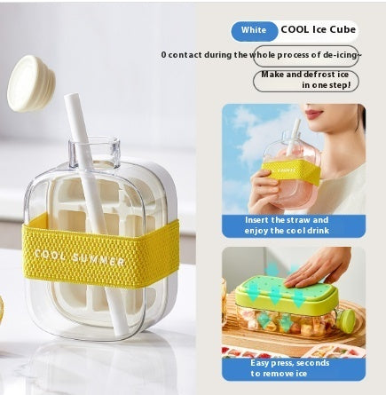 [HOME] One-Click Molding Cooling Cup,Instant Ice Maker,Zero-Contact Design,Straw Included,Curling Mold,Portable & Stylish Chilled Drink