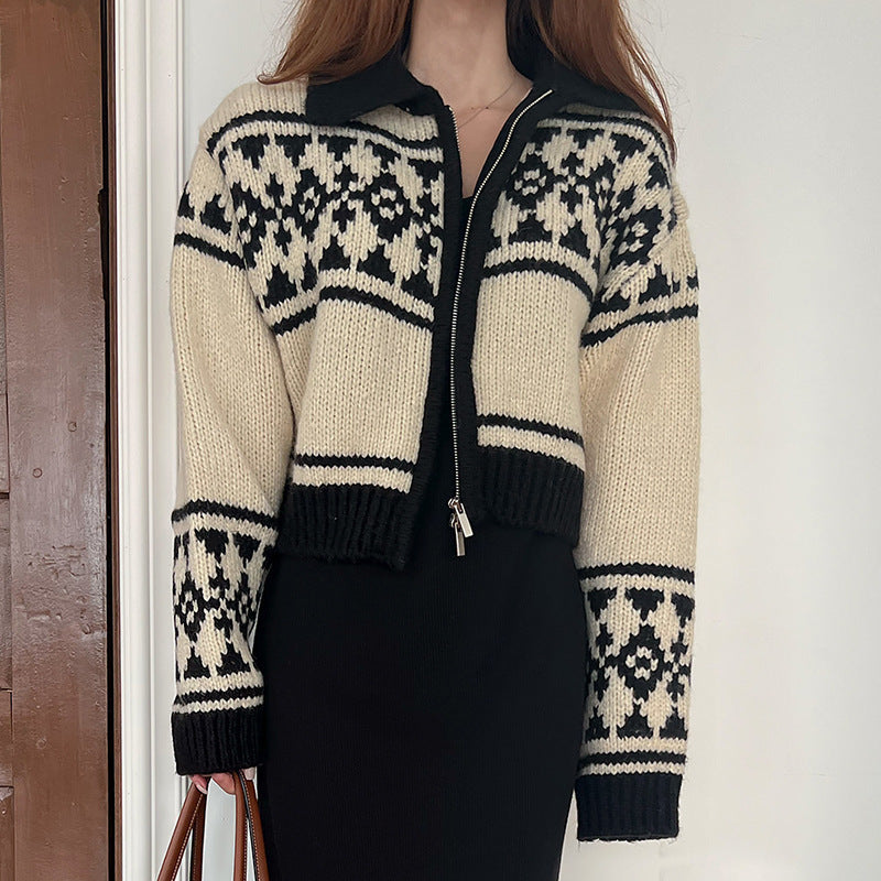 Slim-fit Slimming Lapel Sweater Women's Coat