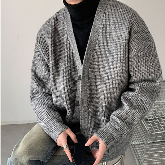 Men's Light Business Commute Solid Color Knitted Jacket