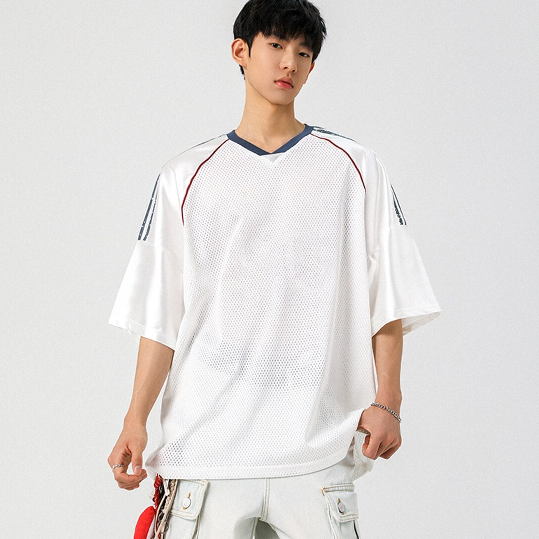 Breathable Mesh Jersey Plus Size Short Sleeve T-shirt