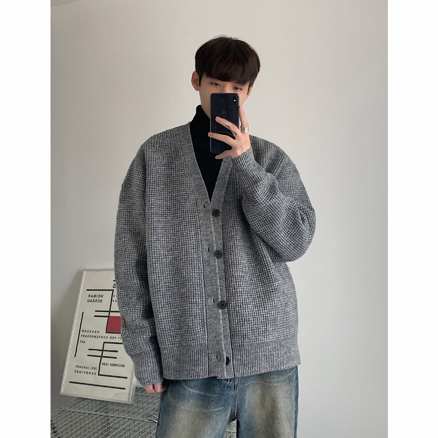 Men's Light Business Commute Solid Color Knitted Jacket