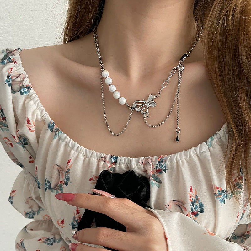 Niche Fairy Pearl Butterfly Necklace