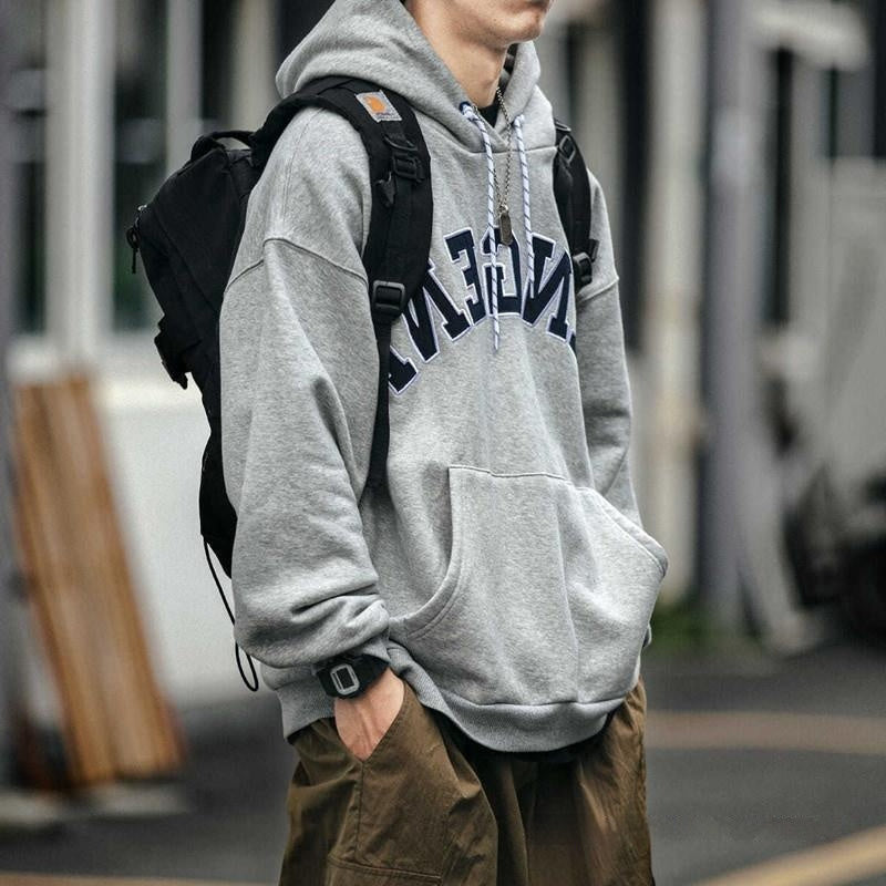 Loose Fleece-lined Warm Printing Hooded Pure Cotton Sweater