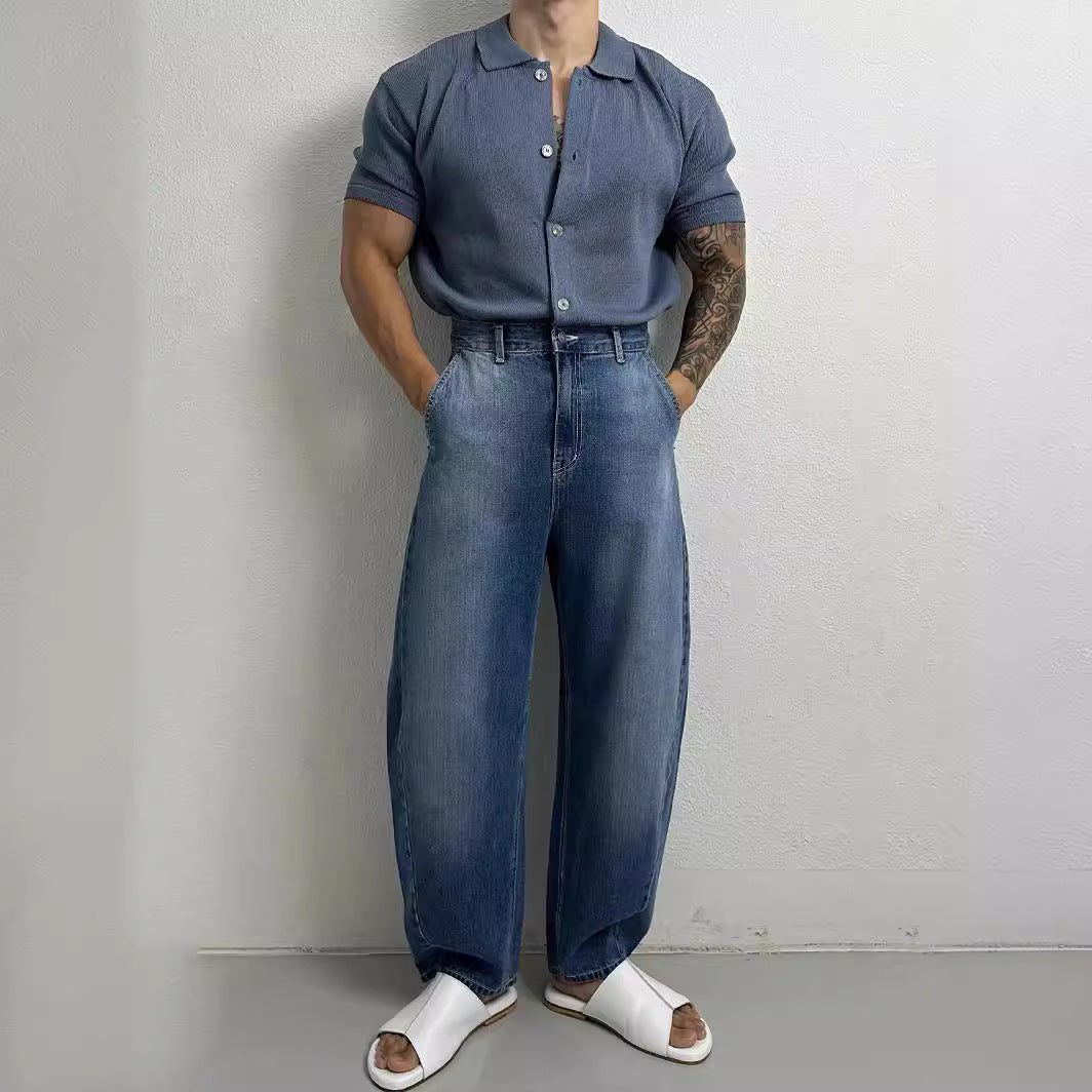 Casual Loose Knitted Short-sleeved Shirt